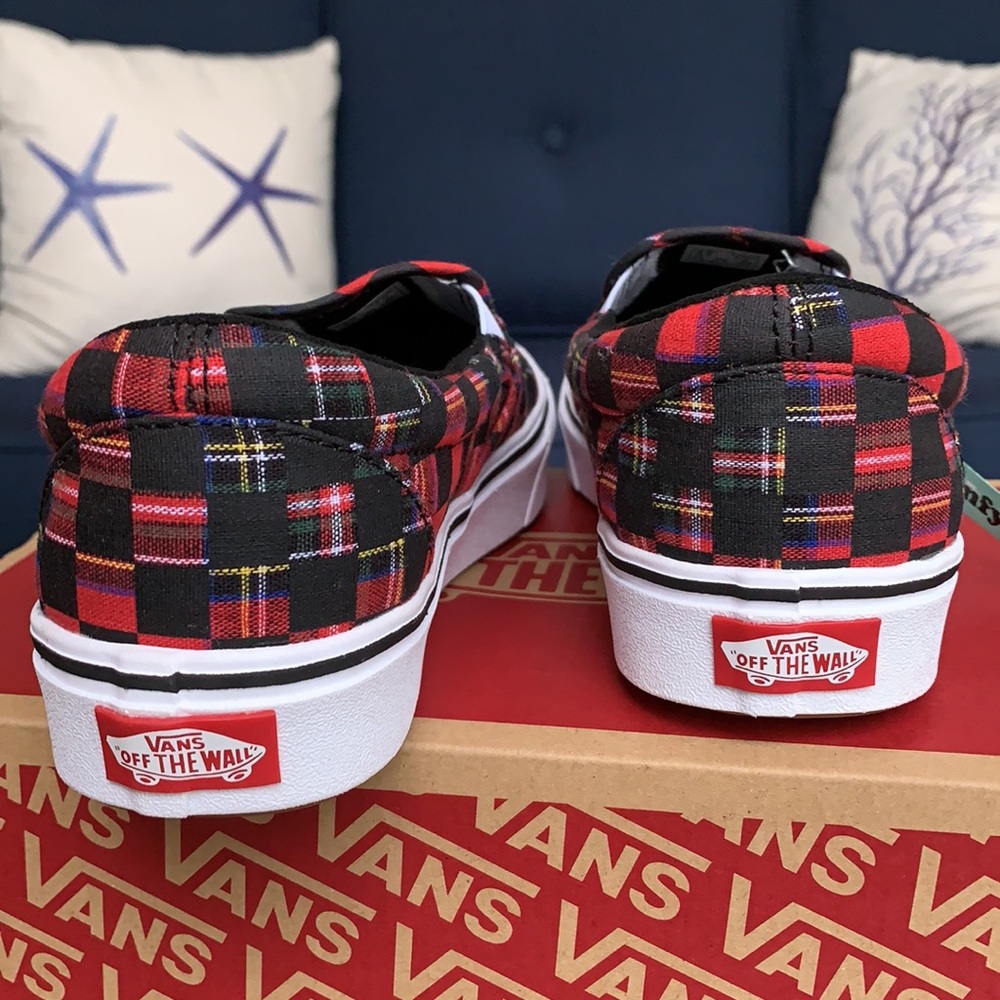VANS COMFYCUSH SLIP ON PLAID CHECK RED/TRWHT WMNS - Picture 15 of 16